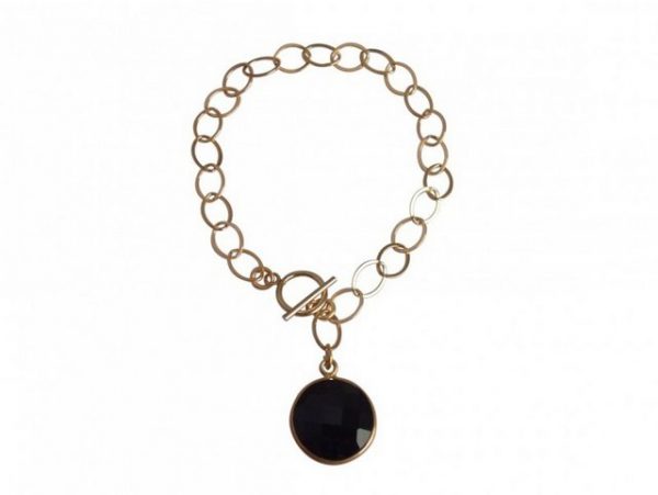 Gemshine Charm-Armband "Schwarzer Onyx CANDY", Made in Germany