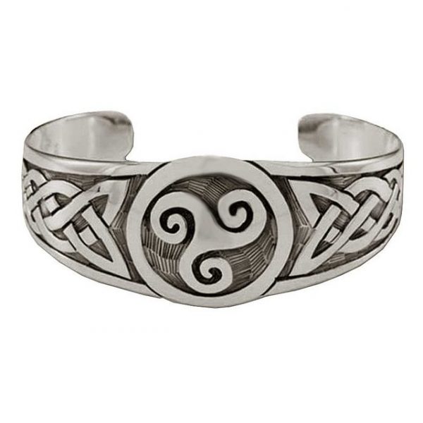 HOPLO Silberarmband "Armreif Triskel massiv 925er Silber keltischer Knoten 29mm breit Armband"