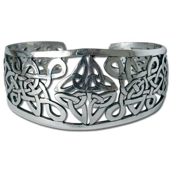 HOPLO Silberarmband "Armreif massiv 925er SIlber keltischer Knoten breit 35mm Armband Armkette"
