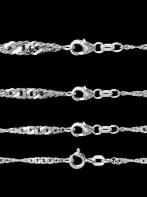 HOPLO Silberarmband "Singapurkette Armketten diamantiert Armband Echt 925er Silber gedreht Damen"
