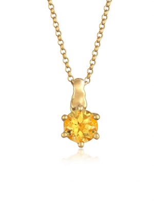 Halskette Citrin Solitär Klassik 925 Silber Elli Gold