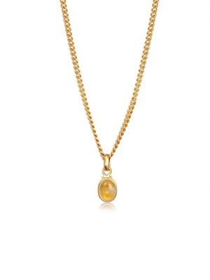 Halskette Citrine Oval Cabochon Klassik 925 Silber Elli Premium Gold