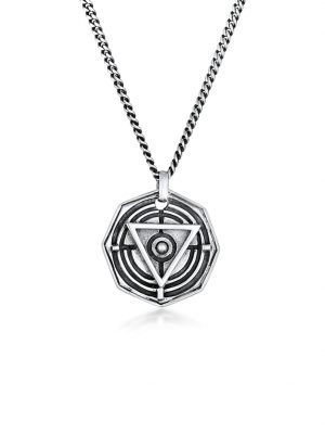 Halskette Herren Dreieck Kreis Symbol Magie 925 Silber Kuzzoi Schwarz