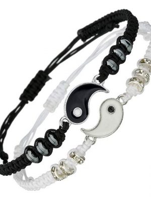 Housruse Armband "2 passende Yin-Yang-Schnurarmband, verstellbar, Freundschaftsarmband, Paararmband, Armbänder für Paare und den besten Freund"