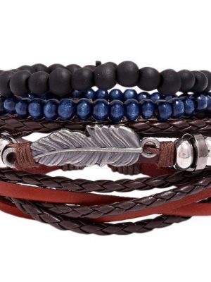 Housruse Armband "Lederarmband verstellbar gewebt Handgelenk Manschette Kettenglieder Vintage Barock mehrlagig Armreif Armband Punk Schmuck" (4-tlg., Kann gezogen und angepasst werden)