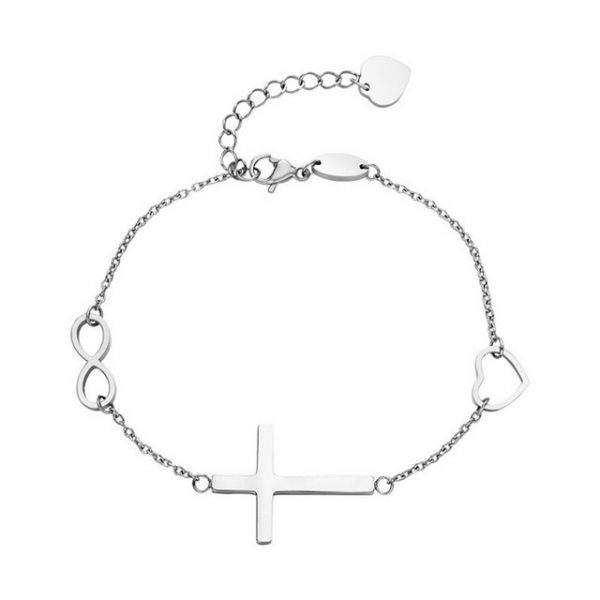 Housruse Armketten Set "Titan Stahl Armband Kreuz Armband Silber Infinity Symbol Kreuz Armband Silber Herz Armband Verstellbares Armband Armband Damen Mädchen"