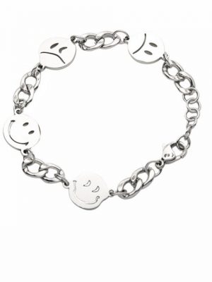 Housruse Bettelarmband "Smiley weinendes Gesicht Ausdruck Armband einfache Titan Stahlkette trendiger Hip-Hop Handschmuck"