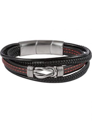 Jacques Lemans Armband "Jacques Lemans Herren-Armband Leder, Edelstahl", trendig