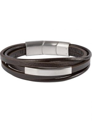 Jacques Lemans Armband "Jacques Lemans Herren-Armband Leder, Edelstahl", trendig