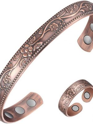 Jormftte Armband "Kupfermagnetarmband Reliefmanschette und Armband, Kupferfarbe" (Set, 1*Copper Magnetic Bracelet), So wird sichergestellt, dass Sie nicht schlaflos sind.