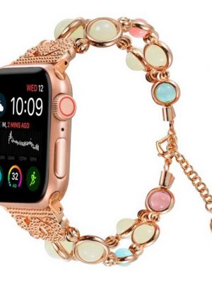 Jormftte Wickelarmband "Für Apple Watch Armband 38/40 mm, verstellbares Armband, handgefertigt, Nachtleuchtende Perle, Wach-Armband"