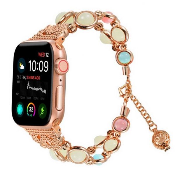 Jormftte Wickelarmband "Für Apple Watch Armband 38/40 mm, verstellbares Armband, handgefertigt, Nachtleuchtende Perle, Wach-Armband"
