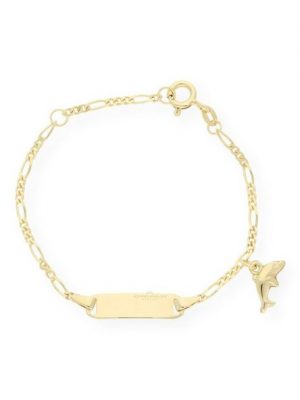 JuwelmaLux Goldarmband "Kinder-Armband Gold mit Delphinanhänger" (1-tlg), Kinder-Armband mit Gravurplatte Gelbgold 333/000, inkl. Schmuckschachtel