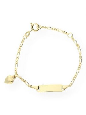 JuwelmaLux Goldarmband "Kinder-Armband Gold mit Herzanhänger" (1-tlg), Kinder-Armband mit Gravurplatte Gelbgold 333/000, inkl. Schmuckschachtel