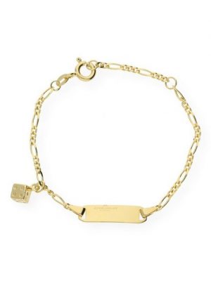 JuwelmaLux Goldarmband "Kinder-Armband Gold mit Würfelanhänger" (1-tlg), Kinder-Armband mit Gravurplatte Gelbgold 333/000, inkl. Schmuckschachtel