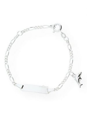JuwelmaLux Silberarmband "Kinder-Armband Silber mit Delphinanhänger" (1-tlg), Kinder-Armband mit Gravurplatte Silber 925/000, inkl. Schmuckschachtel