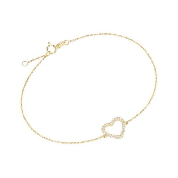 Karat Armband "92013740195 Armband Damen Herz 375/- Gelb-Gold Zirkonie 19,5 cm"