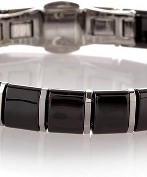 Karisma Edelstahlarmband "Frauen Edelstahl Armband - Schwarze Keramik Glieder - Hoch Poliert Breite 10mm Länge 20cm - BA108-4"