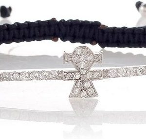 Karisma Edelstahlarmband "Karisma Damen Armband Silber 925 Stoff Schwarz 1 Mädschen Zirkonia Steine Weiss"