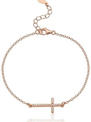 Karisma Edelstahlarmband "Karisma Damen Armband Silber 925 roségold Kreuz Zrikonia Weiss mit Verlängerung 3cm"