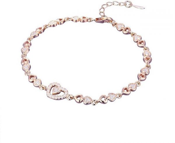 Karisma Edelstahlarmband "Karisma Damen Silber 925 Armband Herze Zirkonia Länge 17 bis 20cm - Roségold Weiße Steine"