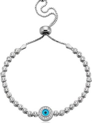 Karisma Edelstahlarmband "Karisma Damen Silber 925 Armband Nazar Auge 32 Zirkonia Steine Länge verstellbar - Silber Rhodiniert"