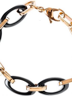 Karisma Edelstahlarmband "Karisma Frauen Edelstahl Rosé Gold Armband - Schwarze Keramik Glieder - Breite 12mm - Länge Verstellbar 19 bis 20cm"