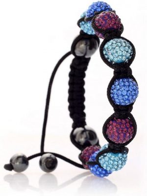 Karisma Edelstahlarmband "Karisma Shambala Damen Armband 10 mm Kristalkugeln mit Kristall Elements Stoff Schwarz Farbig"