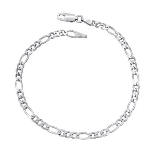 Kauf-mich-weg by Bella T Silberarmband "Figaro Armband 925 Sterling Silber rhodiniert 3,5mm breit", Länge wählbar 17 - 22cm