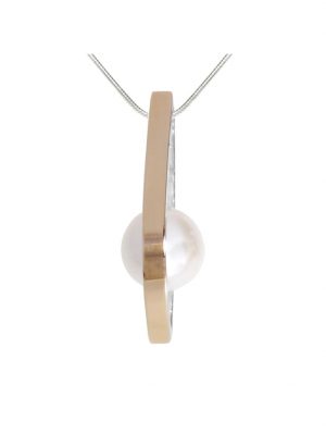 Kette mit Anhänger - Gleiter-Sunny Exklusiv - Silber 925/000 & Gold 585/000 - Zuchtperle OSTSEE-SCHMUCK Weiß