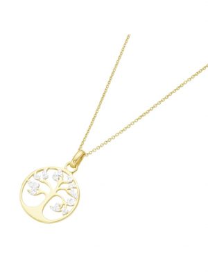 Kette mit Lebensbaum-Anhänger und Brillanten, Gold 585 Luigi Merano Goldfarbig, silberfarbig, bicolor