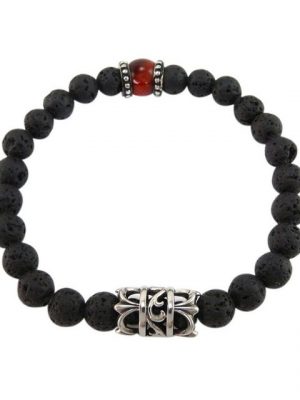Kingka Armband ""URBAN ROCKS" Stein Armband Lava und rotem Tigerauge mit sibernem Center Piece", mit Lava und Tigerauge