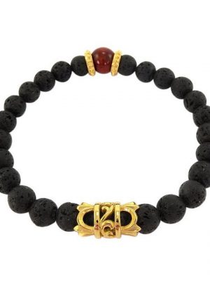 Kingka Armband ""URBAN ROCKS" Stein Armband Lava und rotem Tigerauge mit vergoldetem Center Piece", mit Lava und Tigerauge