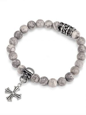 Kingka Armband ""Urban Rocks" Stein Armband Totenkopf mit Kreuz"