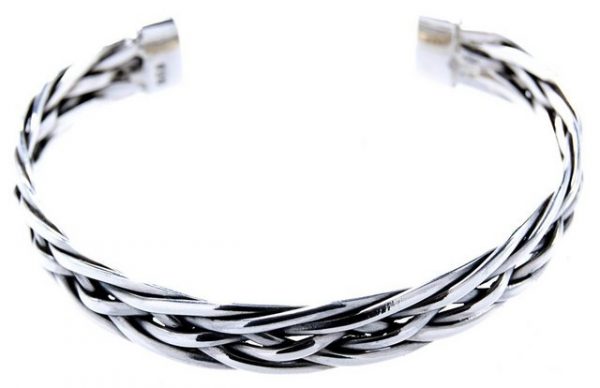 Kiss of Leather Armreif "Armband Armreif 925 Sterling Silber Flechtmuster Knotenmuster geflochten"