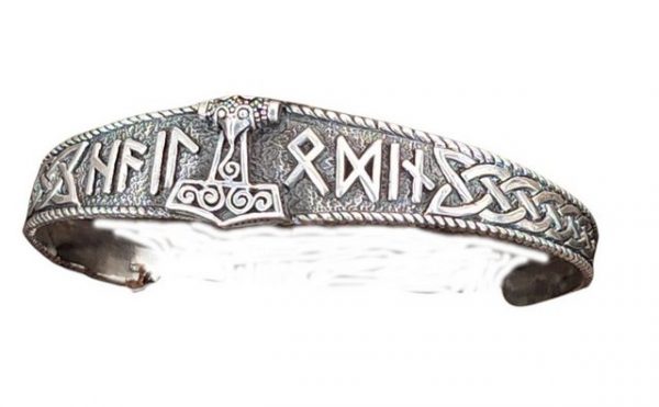 Kiss of Leather Silberarmband "Armband Armreif 925 Sterling Silber Thorshammer Thorhammer Thor ABTh1"