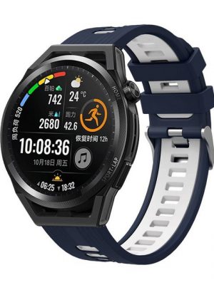 König Design Smartwatch-Armband, Armband für Huawei Watch GT 2 46mm - Uhrenarmband Ersatz Armband Band Loop Blau Weiß