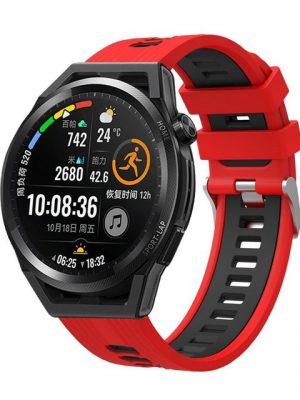 König Design Smartwatch-Armband, Armband für Huawei Watch GT 2 46mm - Uhrenarmband Ersatz Armband Band Loop Rot Schwarz