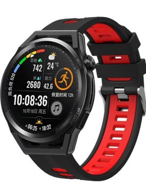 König Design Smartwatch-Armband, Armband für Huawei Watch GT 2 46mm - Uhrenarmband Ersatz Armband Band Loop Schwarz Rot