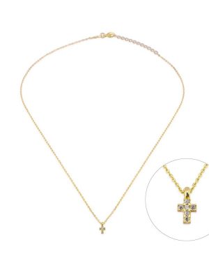Kurshuni Halskette - Cross - KR427-2-AU 925 Silber vergoldet, Zirkonia gold