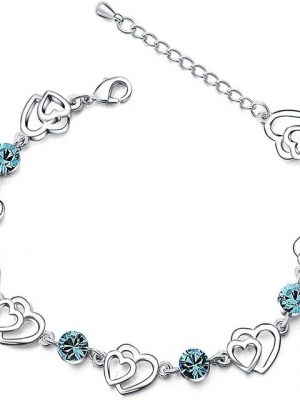 Leway Armband "Damen Armband Herz Armband blau Kristall Armband Mädchen Schmuck Geschenke, Mutter Damen Geburtstagsgeschenke"