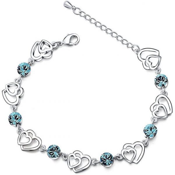 Leway Armband "Damen Armband Herz Armband blau Kristall Armband Mädchen Schmuck Geschenke, Mutter Damen Geburtstagsgeschenke"