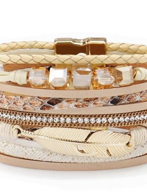 Leway Armband "Damen Leopard Armbänder Breites Lederwickelarmband Mehrschichtiges Manschettenarmband"