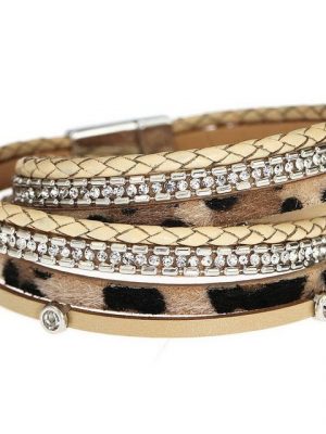 Leway Armband "Damen Leopard Armbänder Breites Lederwickelarmband Mehrschichtiges Manschettenarmband"