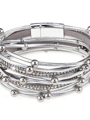Leway Armband "Mehrlagiges Armband für Damen mit perlenbesetztem Manschettenarmband"