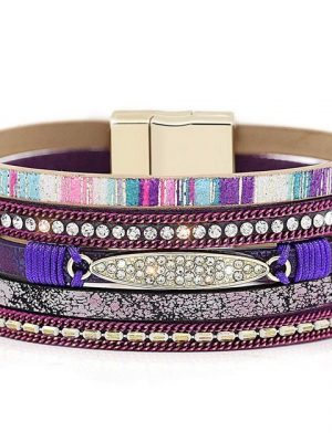 Leway Armband "Mehrschichtige Leder Armband Perlen Wrap Manschette Armreif für Frauen Mädchen"
