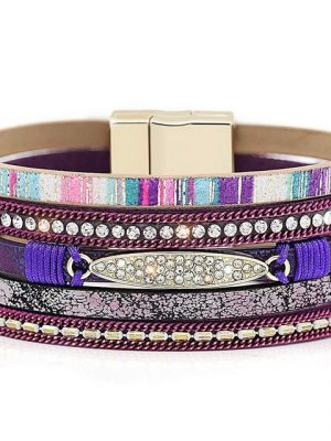 Leway Armband "Mehrschichtige Leder Armband Perlen Wrap Manschette Armreif für Frauen Mädchen"