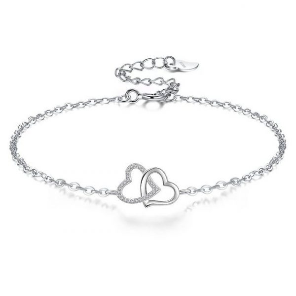 Leway Bettelarmband "Damen Armband 925 Sterling Silber Herz Armbänder Geschenk für Frauen Mädchen mit"