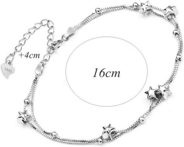 Leway Charm-Armband "Damen Armband Elegant Perlen 925 Silber und Sterne Double Layered Armkettchen mit 925 Sterling Silber Armband Armkette Schmuck Verstellbar Modeschmuck Armbänder Liebe Armbänder mit Schmuckverpackung"