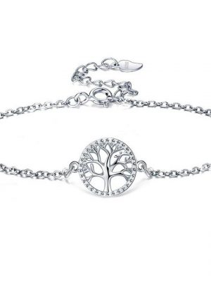 Leway Charm-Armband "Lebensbaum Armband für Damen 925 Sterling Silber mit Geschenkbox, verstellbar 16+3 cm"